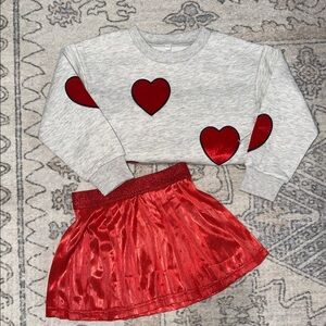 Shaded Pink Valentines Heart Sweater & Skirt Set